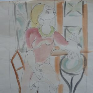 Mujer sentada en interior